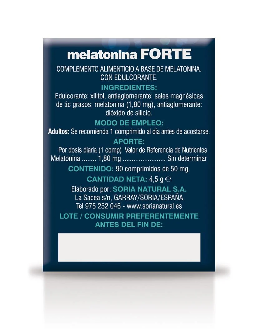 Melatonina Forte · Soria Natural · 90 comprimidos - Image 2