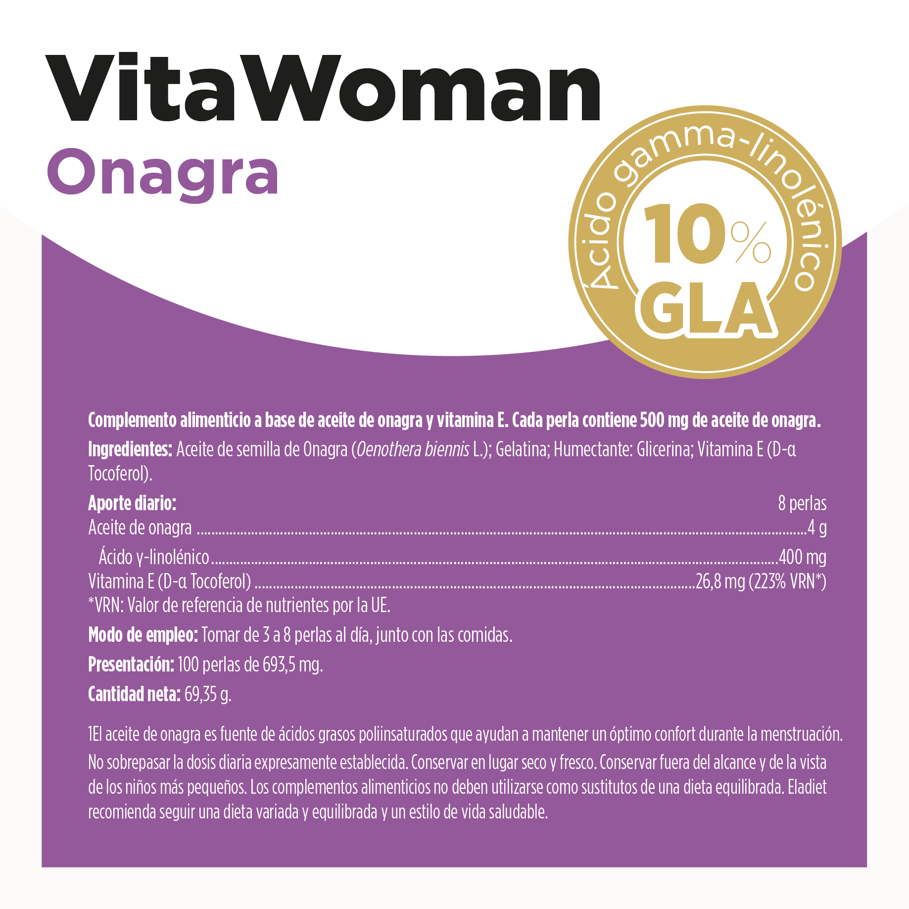 VitaWoman Onagra · Eladiet · 450 perlas - Image 2